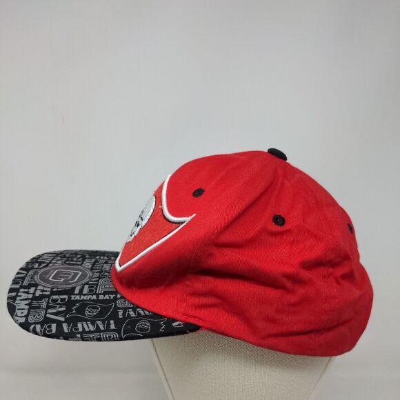 MG Men's Snapback Hat Red Embroidered Big Logo Print Bill Tampa Bay Buccaneers - Picture 3 of 8